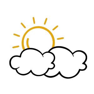 Icon für das Beratungs- und Begleitangebot von Wundertiv, Mira Dahm - Symbolbild Klarheit Grafik einer Sonne, die hinter Wolken hervorkommt.