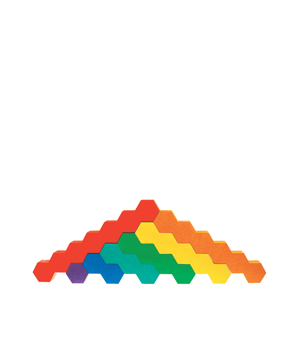 Honeycomb Holzbausteine von Sina Spielzeuge, Baubeispiel Nummer 005 Honeycomb Holzbausteine auf weißem Hintergrund, Baubeispiel Nummer 005