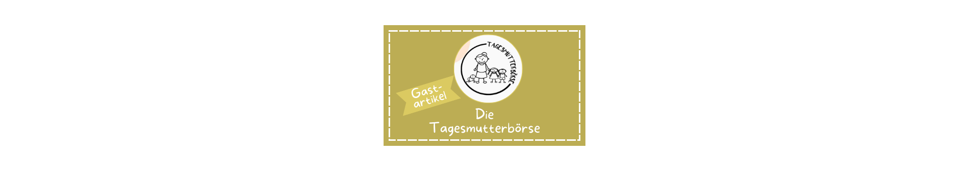 Titelbild zum Wundertiv Magazinartikel und Gastartikel der Tagesmutterbörse Ein brauner Kasten mit einem Kreis in der Mitte in dem das Logo der Tagesmutterbörse zu sehen ist.