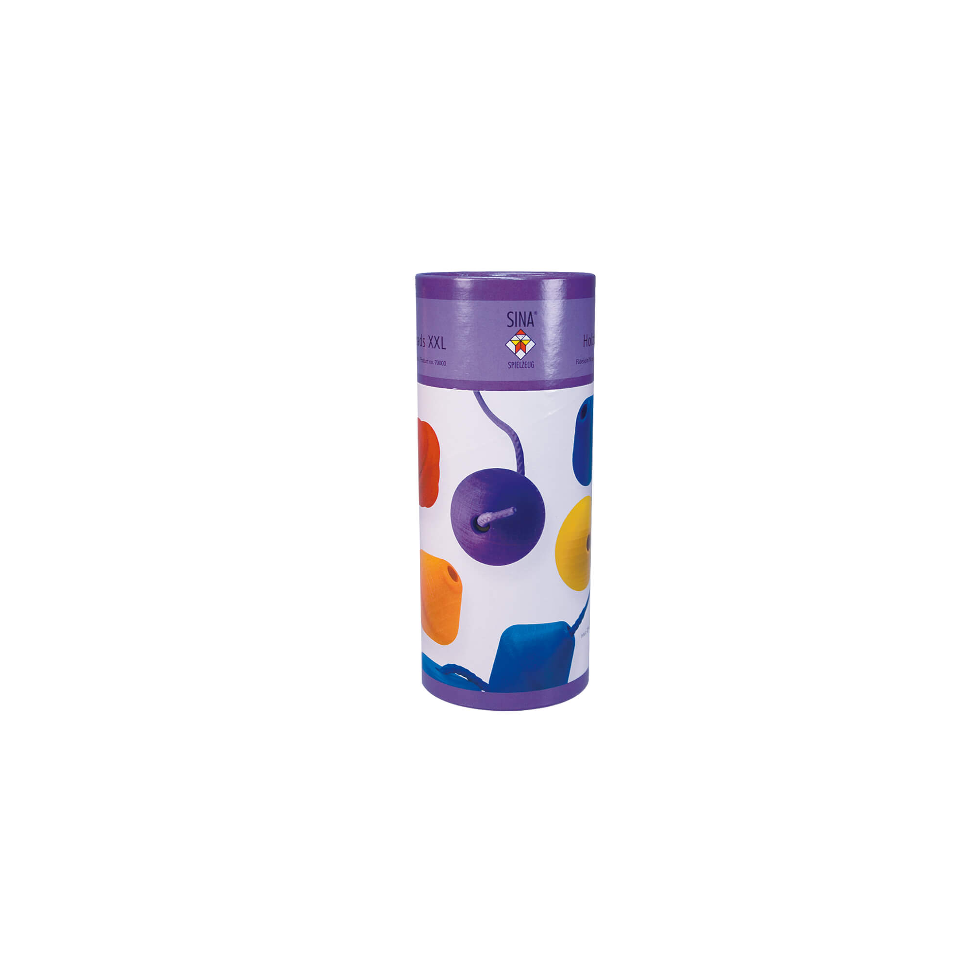 Einzelaufnahme Fädelspiel Holzperlen XXL Verpackung Stehende Verpackung des Faedelspiels Holzperlen XXL auf weißem Hintergrund