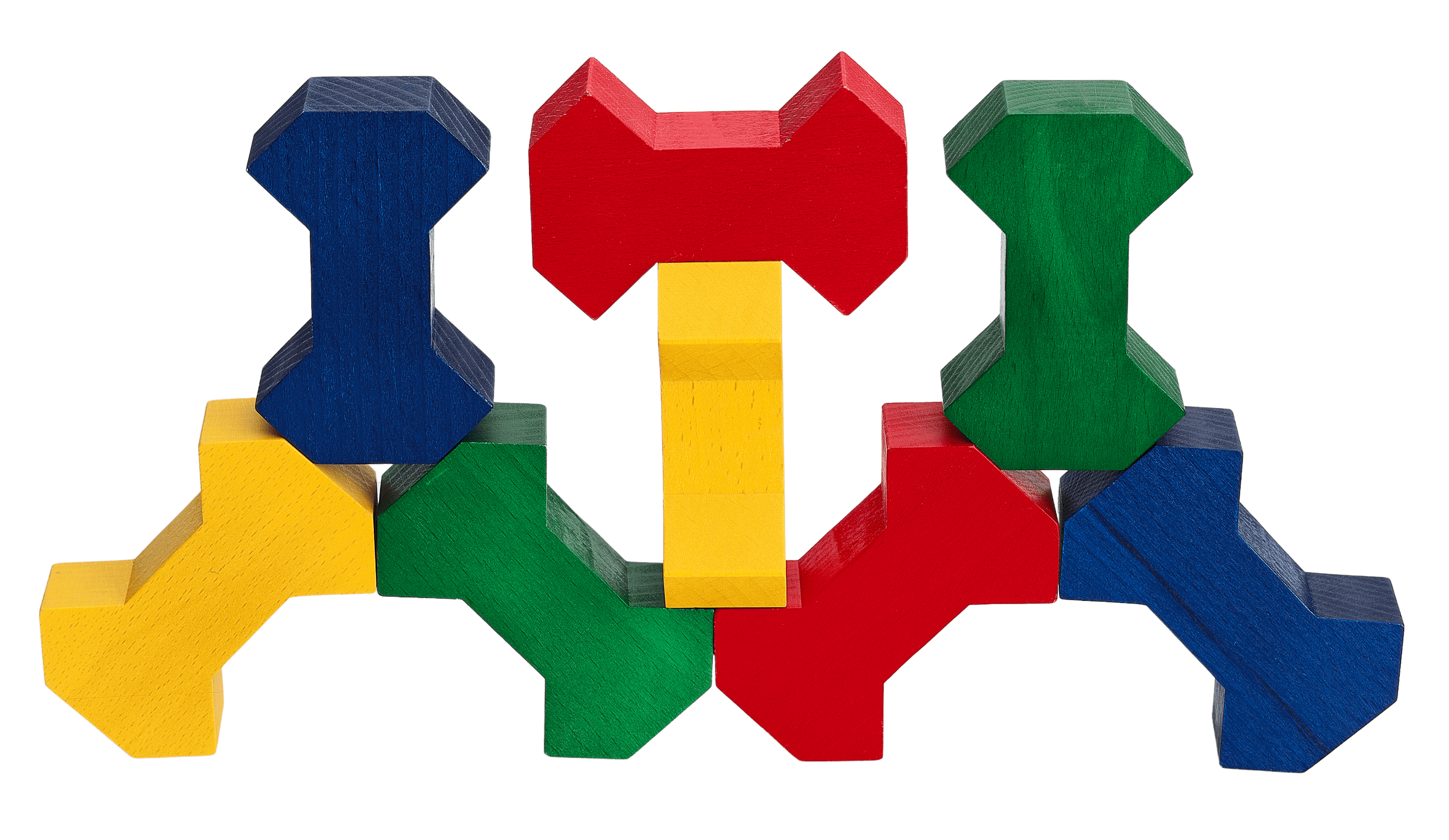 Alle Bone Holzbausteine auf weißem Hintergrund: Baubeispiel Nummer 6
