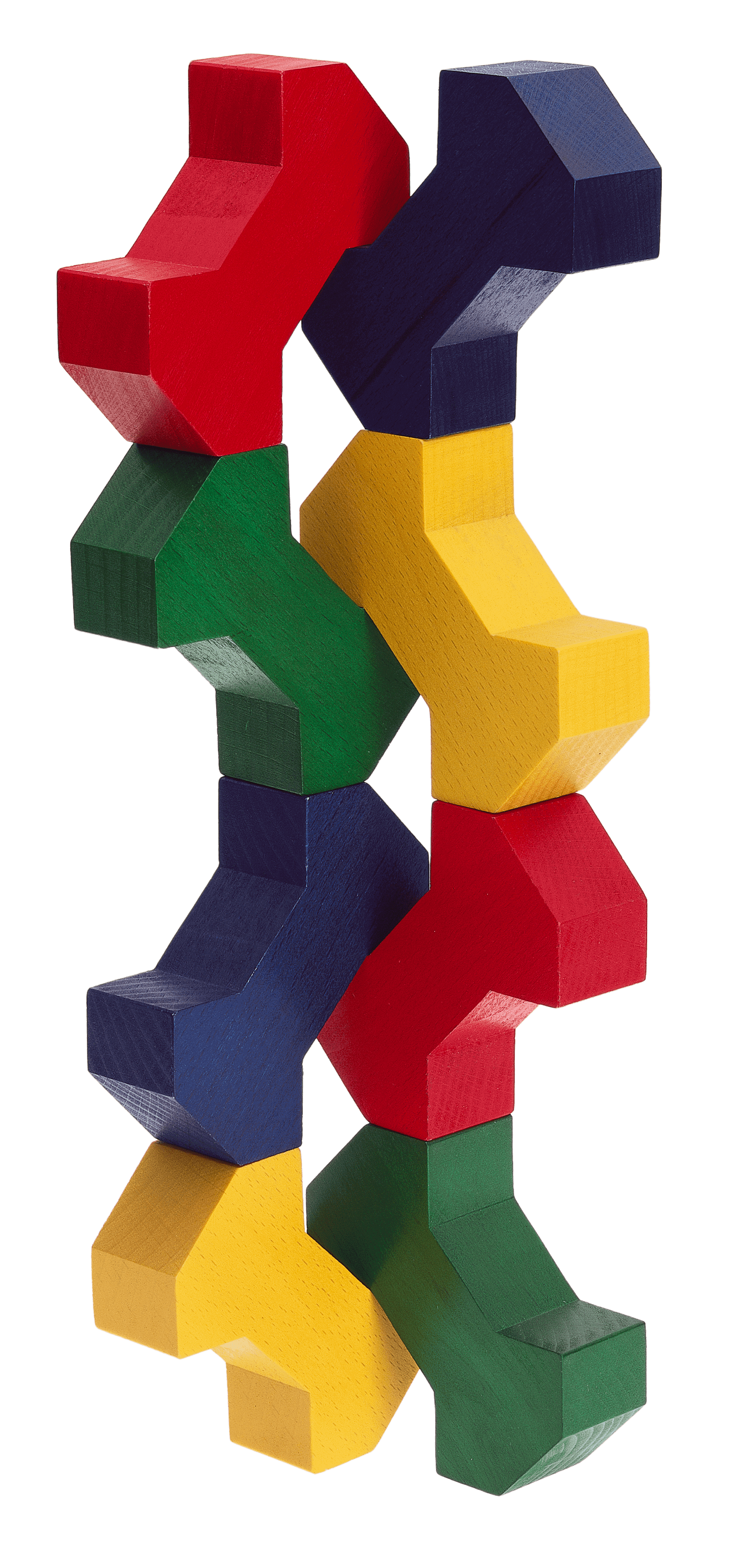 Alle Bone Holzbausteine auf weißem Hintergrund: Baubeispiel 3 D