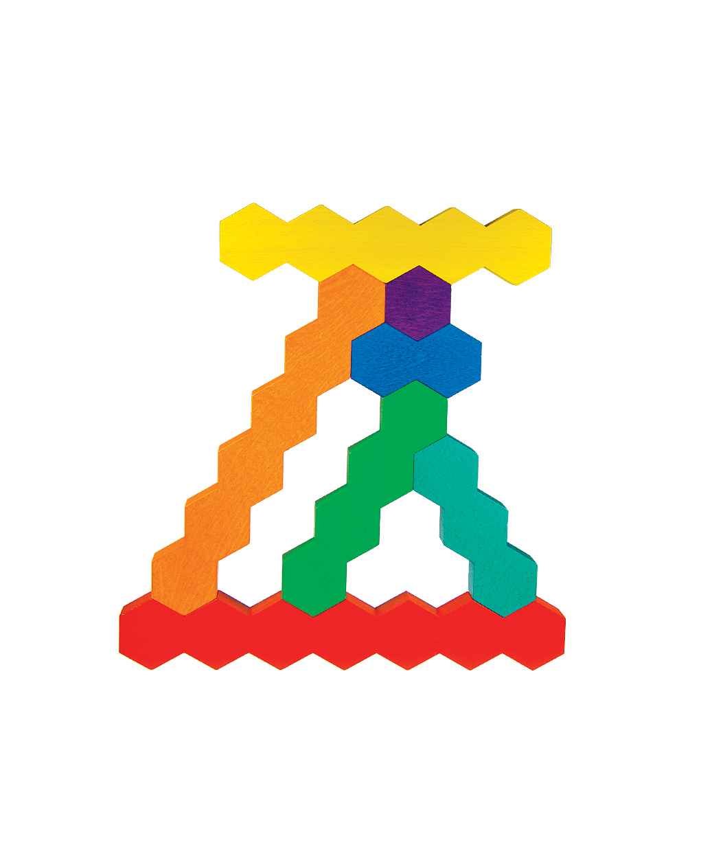 Honeycomb Holzbausteine von Sina Spielzeuge, Baubeispiel Nummer 010 Honeycomb Holzbausteine auf weißem Hintergrund, Baubeispiel Nummer 010