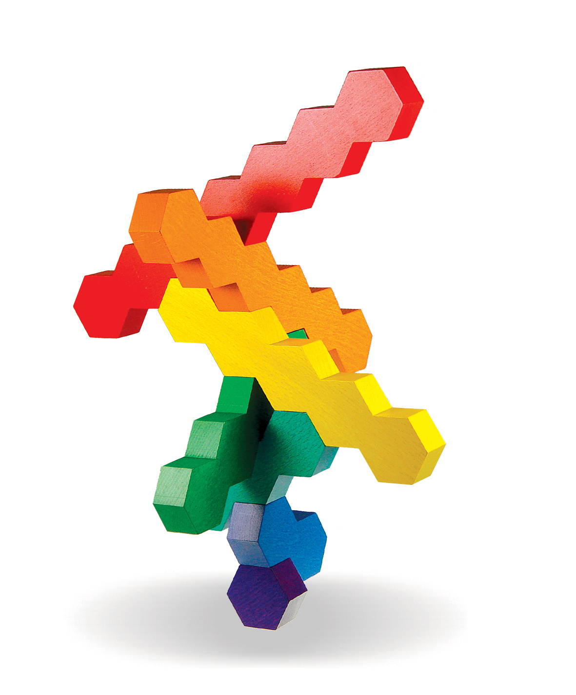 Honeycomb Holzbausteine von Sina Spielzeuge, 3D Baubeispiel Nummer 001 Honeycomb Holzbausteine auf weißem Hintergrund, 3D Baubeispiel Nummer 001