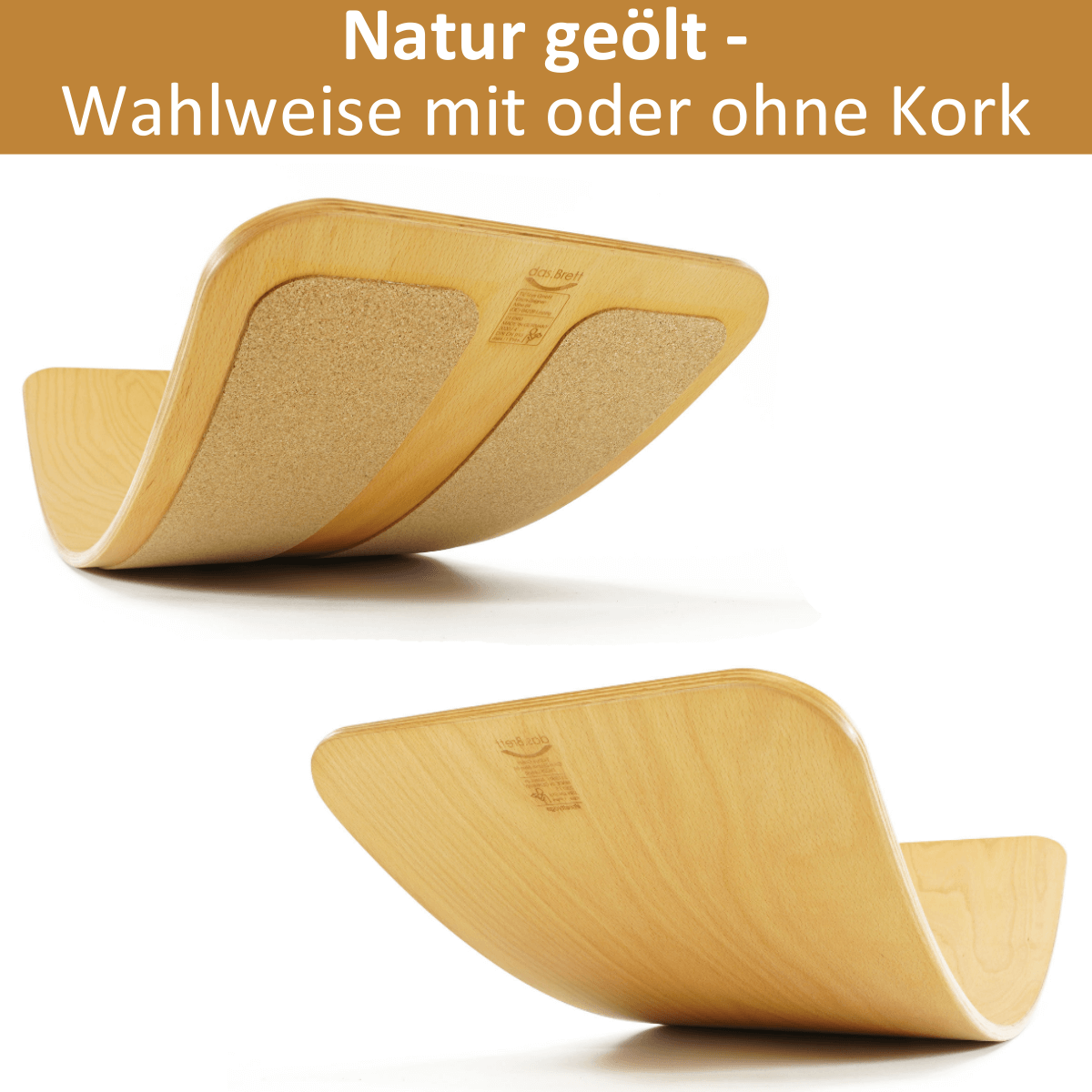 das.Brett Balance Board Natur geölt - Mit oder ohne Korkstreifen